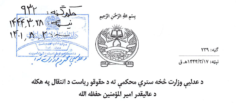 Afghanistan dispatch: shift of Rights Directorate into Supreme Court will increase power of judges versed in Islamic law